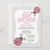 Invitation rose et grise de baby shower de (Devant)