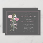 Invitation rose et grise de Fête de la mariée de (Devant / Derrière)