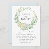 Invitation Rose et Hydrangea Floral Mariage (Devant / Derrière)