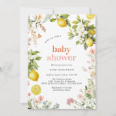 Invitation rose et jaune | Baby shower Floral Citrus de citro (Devant)