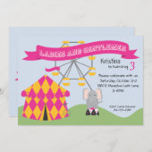 Invitation rose et jaune de fête d'anniversaire de (Devant / Derrière)