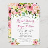 Invitation rose et jaune de Fête de la mariée de (Devant / Derrière)