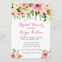 Invitation rose et jaune de Fête de la mariée de