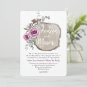 Invitation Rose et  Mariage pourpre et argenté (Debout devant)