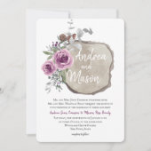 Invitation Rose et  Mariage pourpre et argenté (Devant)