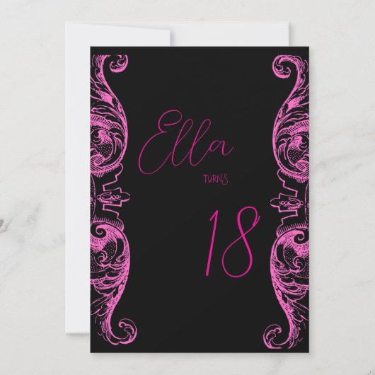 Invitation Rose et Noir (Devant)