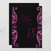 Invitation Rose et Noir (Devant / Derrière)