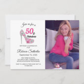 Invitation Rose et Noir 50 et Fabuleux fête d'anniversaire (Devant)