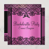 Invitation rose et noir de Bachelorette de (Devant / Derrière)