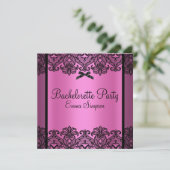Invitation rose et noir de Bachelorette de (Debout devant)