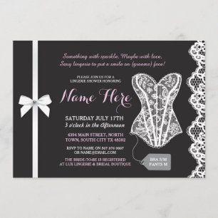 Invitation rose et noir de corset de dentelle de