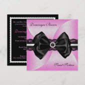 Invitation rose et noir élégant avec l'arc de (Devant / Derrière)
