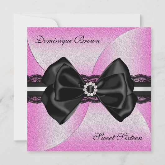 Invitation rose et noir élégant avec l'arc de (Devant)