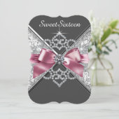 Invitation Rose et noir sucré 16 fête d'anniversaire (Debout devant)