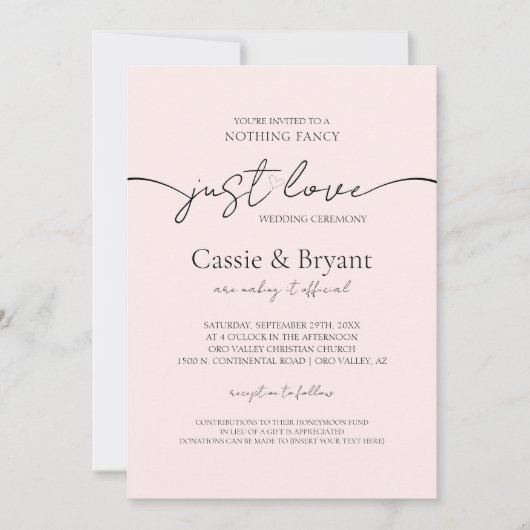 Invitation Rose et noir vif Juste aimer Mariage de script mod (Devant)