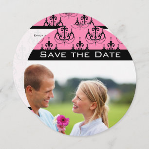 Invitation Rose et noir votre photo Mariage de lustre rose