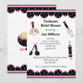 Invitation rose et noire de Fête de la mariée de (Devant / Derrière)