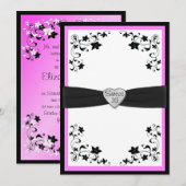 Invitation rose et noire de partie de sweet (Devant / Derrière)