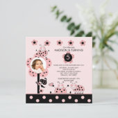 Invitation rose et noire de photo de coccinelles (Debout devant)