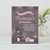 Invitation rose et noire d'Halloween (Debout devant)