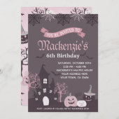 Invitation rose et noire d'Halloween (Devant / Derrière)