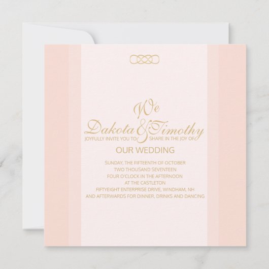 Invitation Rose et Or (Dos)