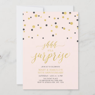Invitation Rose et Or 50e anniversaire de mariage surprise