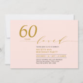 Invitation Rose et or | 60 ans aimés 60e anniversaire fête (Devant)