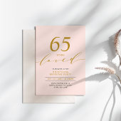 Invitation Rose et or | 65 ans aimés 65e anniversaire fête