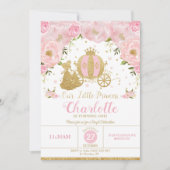 Invitation Rose et or de chariot de fête d'anniversaire de (Devant)