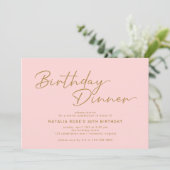 Invitation Rose et or | Dîner d'anniversaire simple et élégan (Debout devant)