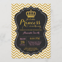 Rose et or d'invitation de princesse baby shower