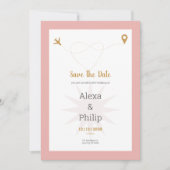 Invitation Rose et or Enregistrer le Mariage de date (Devant)