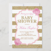 Invitation Rose et or Glitte d'invitation de baby shower (Devant)