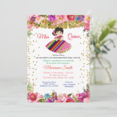 Invitation Rose et or Miss Quinceañera mexicaine (Debout devant)