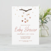 Invitation Rose et or Moderne Simple Cute Boho Baby shower (Debout devant)