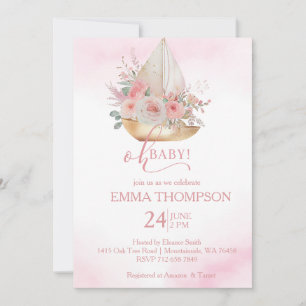 Invitation Rose et or Oh bébé Nautique