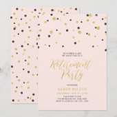 Invitation Rose et or | Parti de retraite Hexagon Confetti (Devant / Derrière)