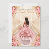 Invitation rose et or pour les 16 ans de la prince (Devant)