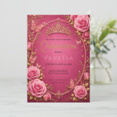 Invitation Rose et Or pour Quinceanera (Debout devant)
