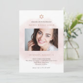 Invitation Rose et or Rose| Bat mitzvah photo (Debout devant)