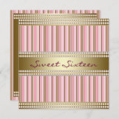 Invitation Rose et or Sweet 16 Partie (Devant / Derrière)