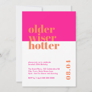 Invitation Rose et orange Ancien, Plus sage, Anniversaire cha
