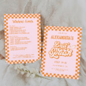 Invitation Rose et Orange Dernière Éclaboussure Fête de Fianç