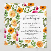 Invitation Rose et orange simple floral élégant script (Devant / Derrière)
