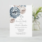 Invitation Rose et Parties scintillant Dusty Blue Peony Brunc (Debout devant)