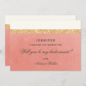 Invitation Rose et parties scintillantes d'or | vous serez ma (Devant / Derrière)