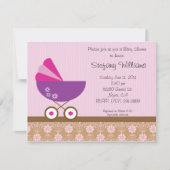 Invitation rose et pourpre de baby shower (Devant)