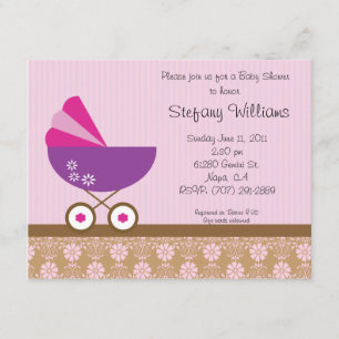 Invitation rose et pourpre de baby shower
