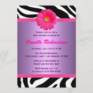 Invitation rose et pourpre de baby shower de